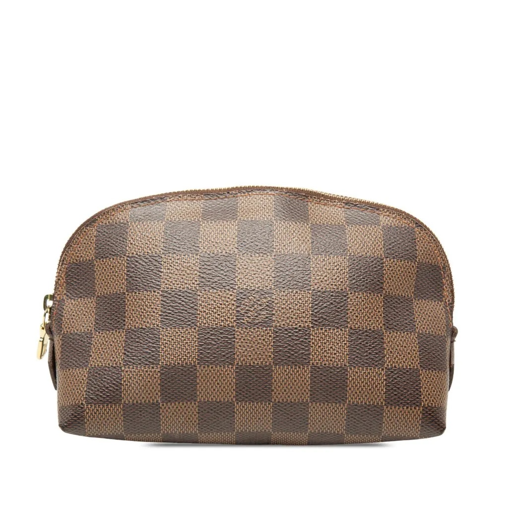 Louis Vuitton Damier Ebene Cosmetic Pouch Brown Canvas Very good - Front View