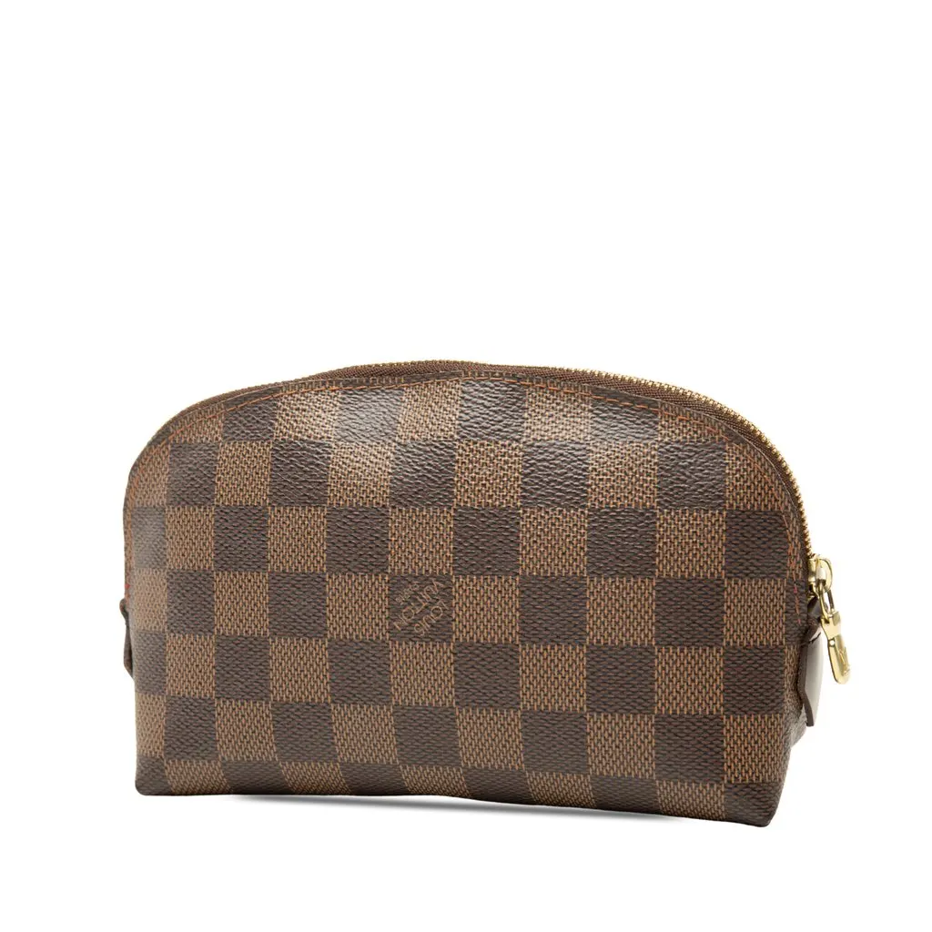 Louis Vuitton Damier Ebene Cosmetic Pouch Brown Canvas Very good - Back View