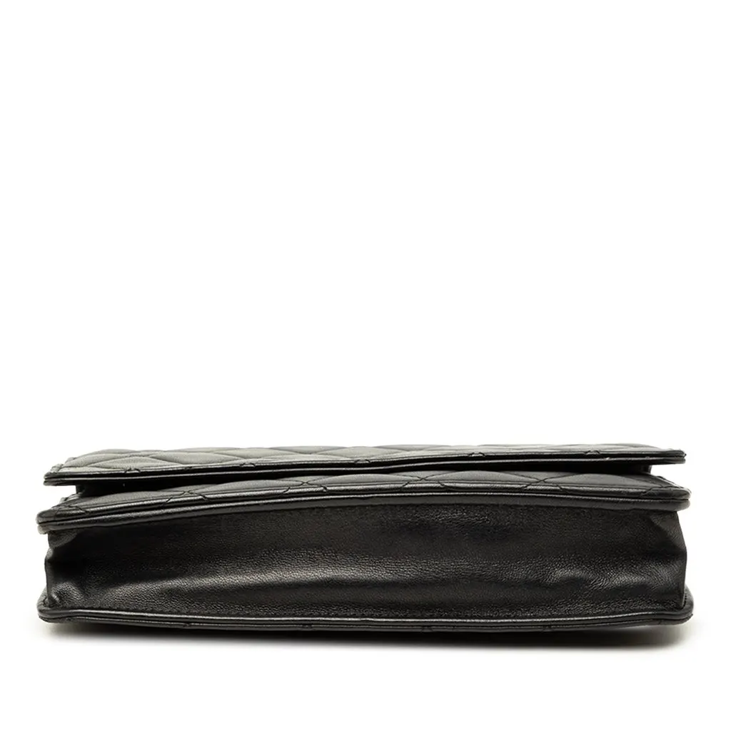 Chanel CC Quilted Lambskin Wallet On Chain Black Leather Very good - Inside View