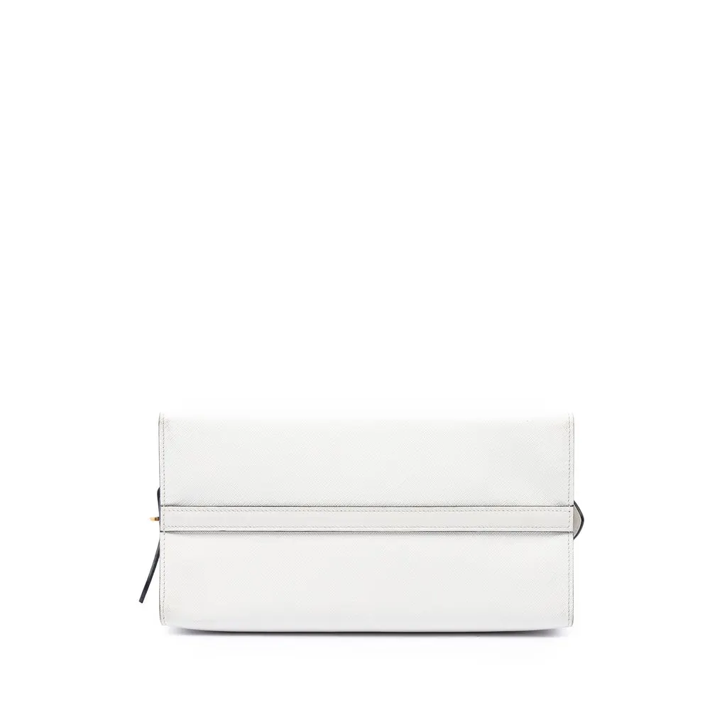 Prada Bicolor Saffiano and City Calf Esplanade Satchel White Leather Good - Inside View