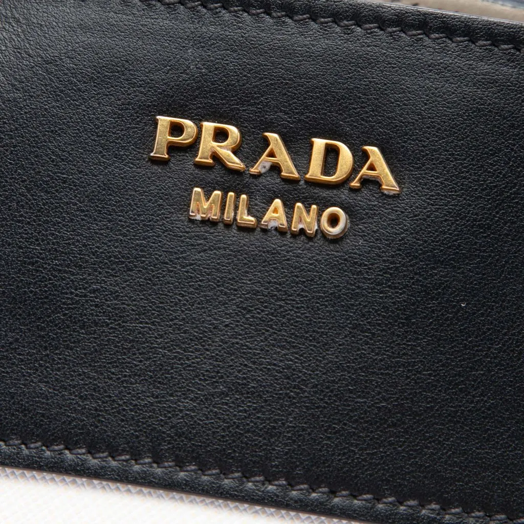Prada Bicolor Saffiano and City Calf Esplanade Satchel White Leather Good - Box View