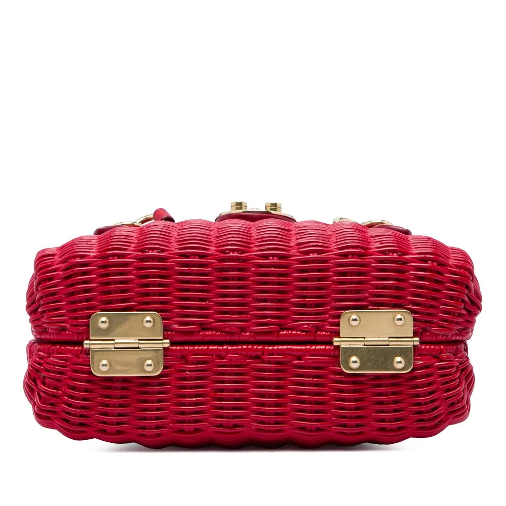 Miu Miu Wicker Rattan Satchel Red Rattan Good - Inside View