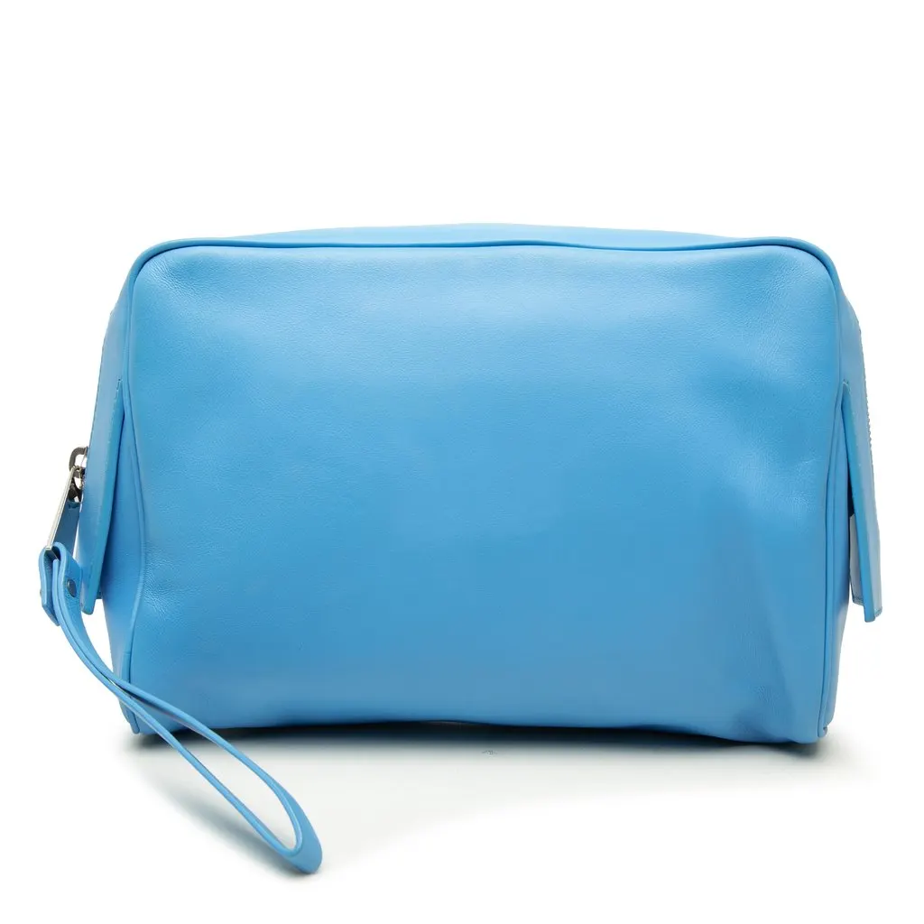 Bottega Veneta Leather Clutch Blue Leather Very good - Front View