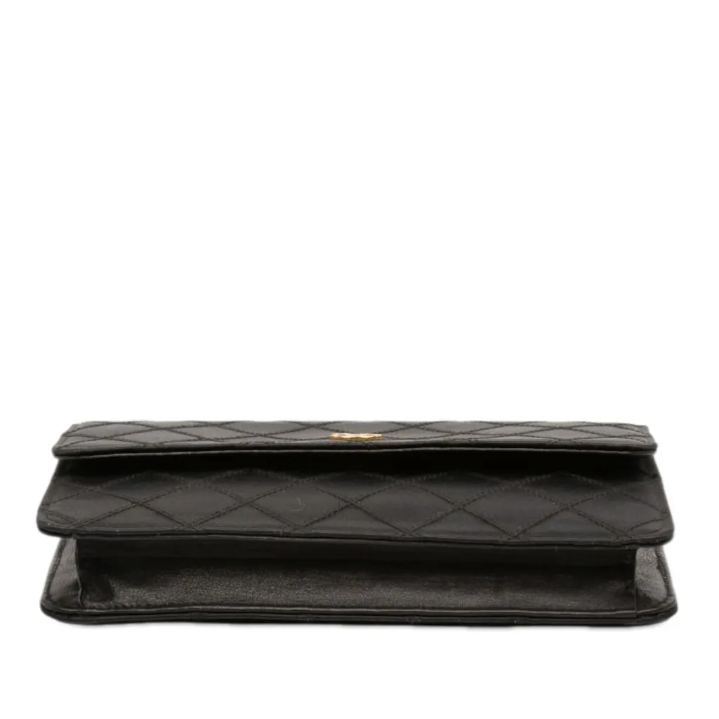 Chanel CC Satin Diamond Stitch Clutch Black Very good - Inside View