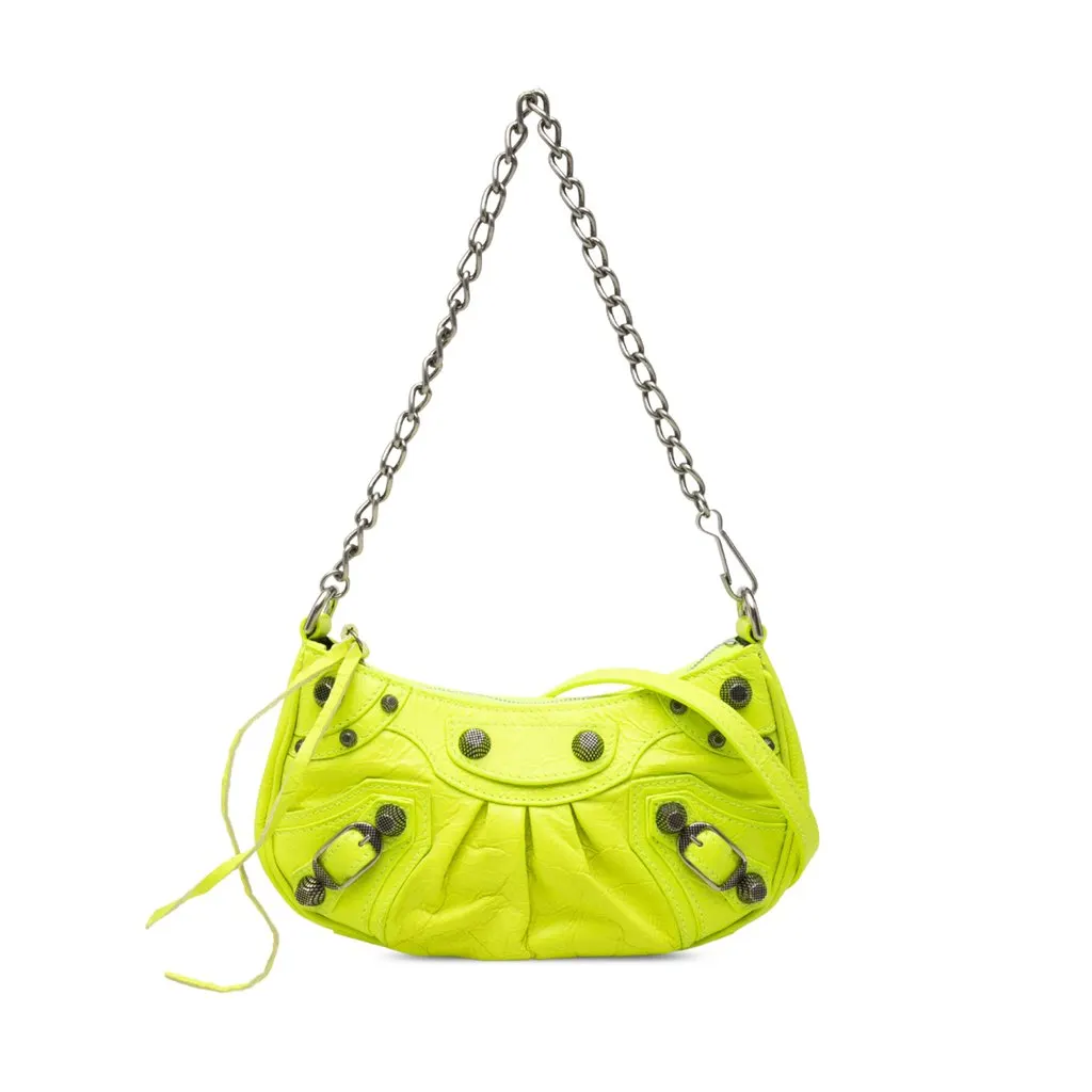 Balenciaga Mini Leather Motocross Le Cagole Green Leather Very good - Front View