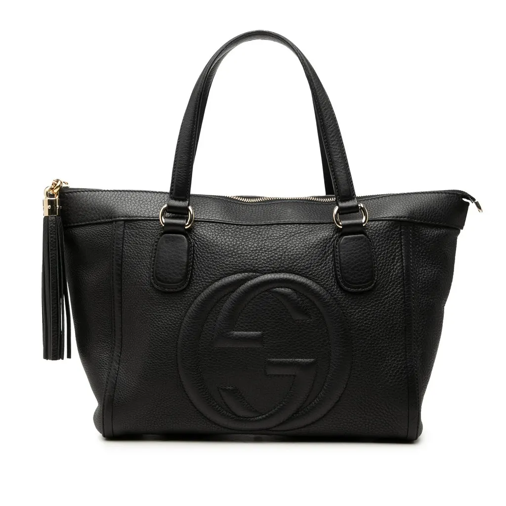 Gucci Small Leather Soho Working Tote Black Leather Very good - Front View