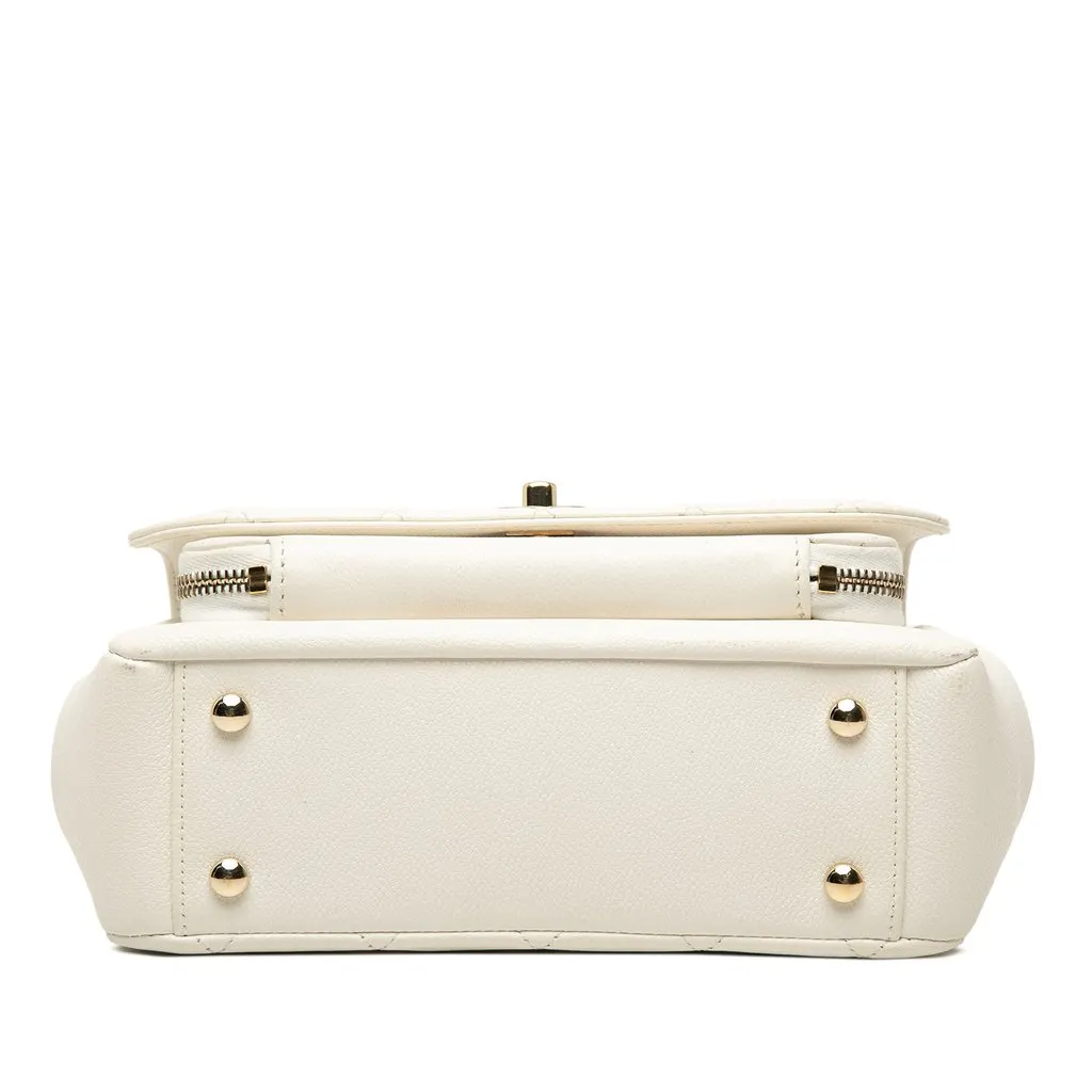 Chanel Medium Quilted Caviar Business Affinity Top Handle Flap White Leather Very good - Inside View