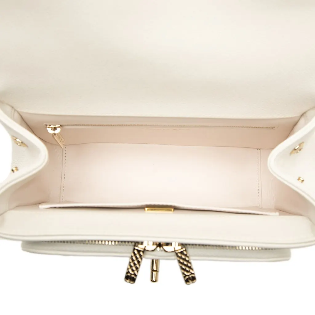 Chanel Medium Quilted Caviar Business Affinity Top Handle Flap White Leather Very good - Model View