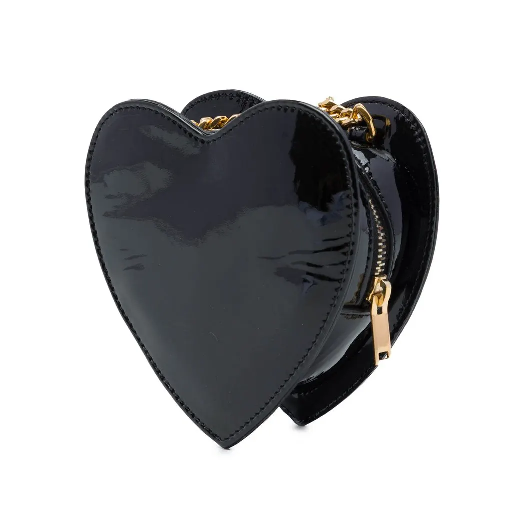 Saint Laurent Mini Patent Monogram Love Heart Chain Bag Black Leather Very good - Back View