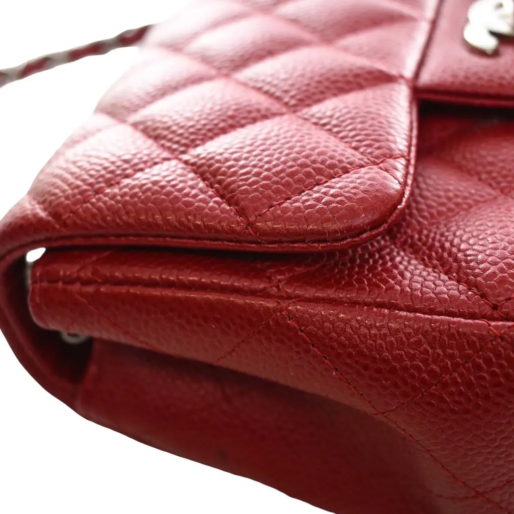 Chanel Mini Square Classic Caviar Single Flap Red Leather Very good - Box View