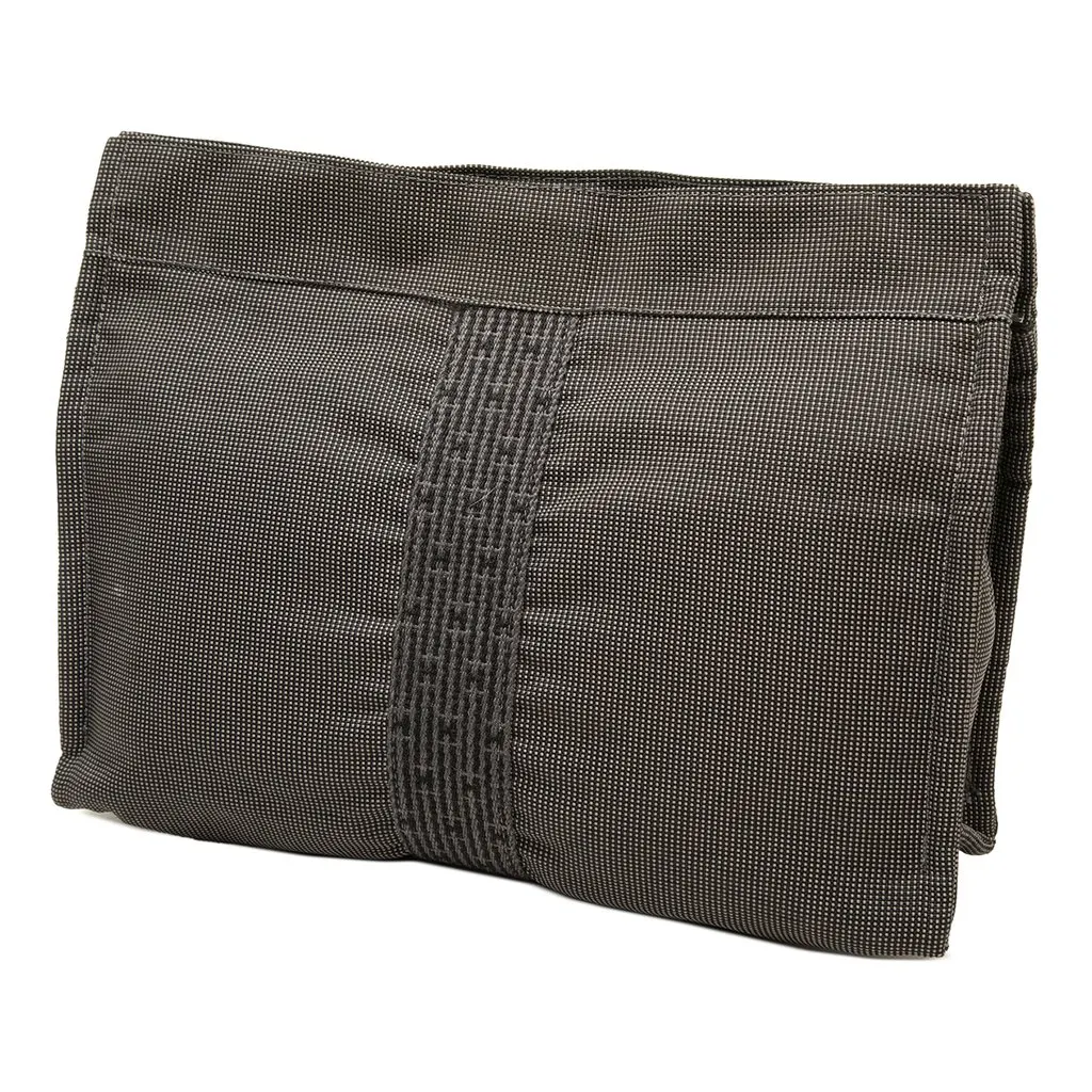 Hermès Canvas Herline Clutch Grey Canvas Good - Back View