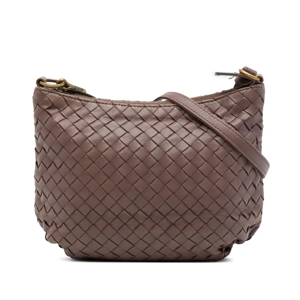 Bottega Veneta Nappa Intrecciato Crossbody Brown Leather Very good - Front View