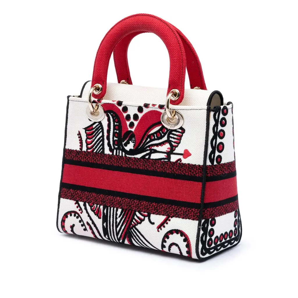 Dior Medium Embroidered Canvas Cupidon Lady D Lite White Very good - Back View