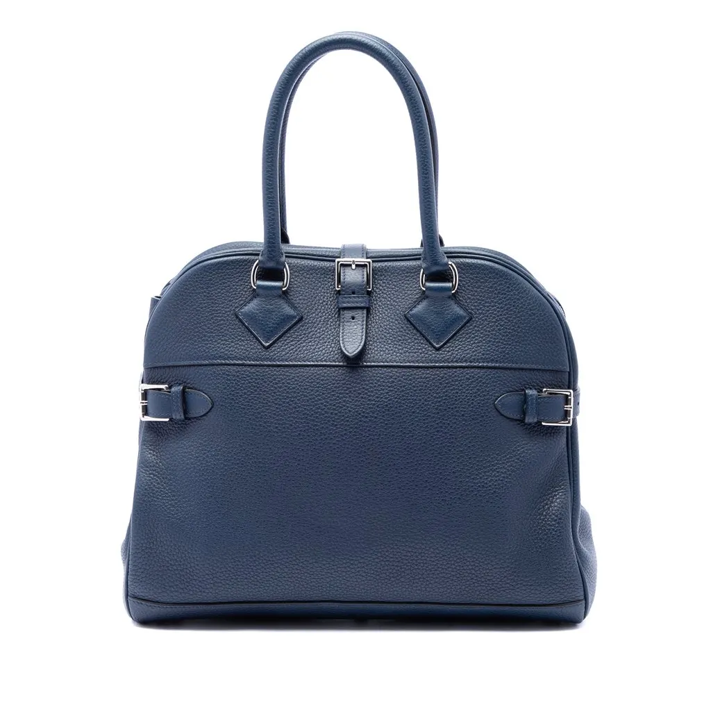 Hermès Clemence Atlas 35 Blue Leather Good - Front View
