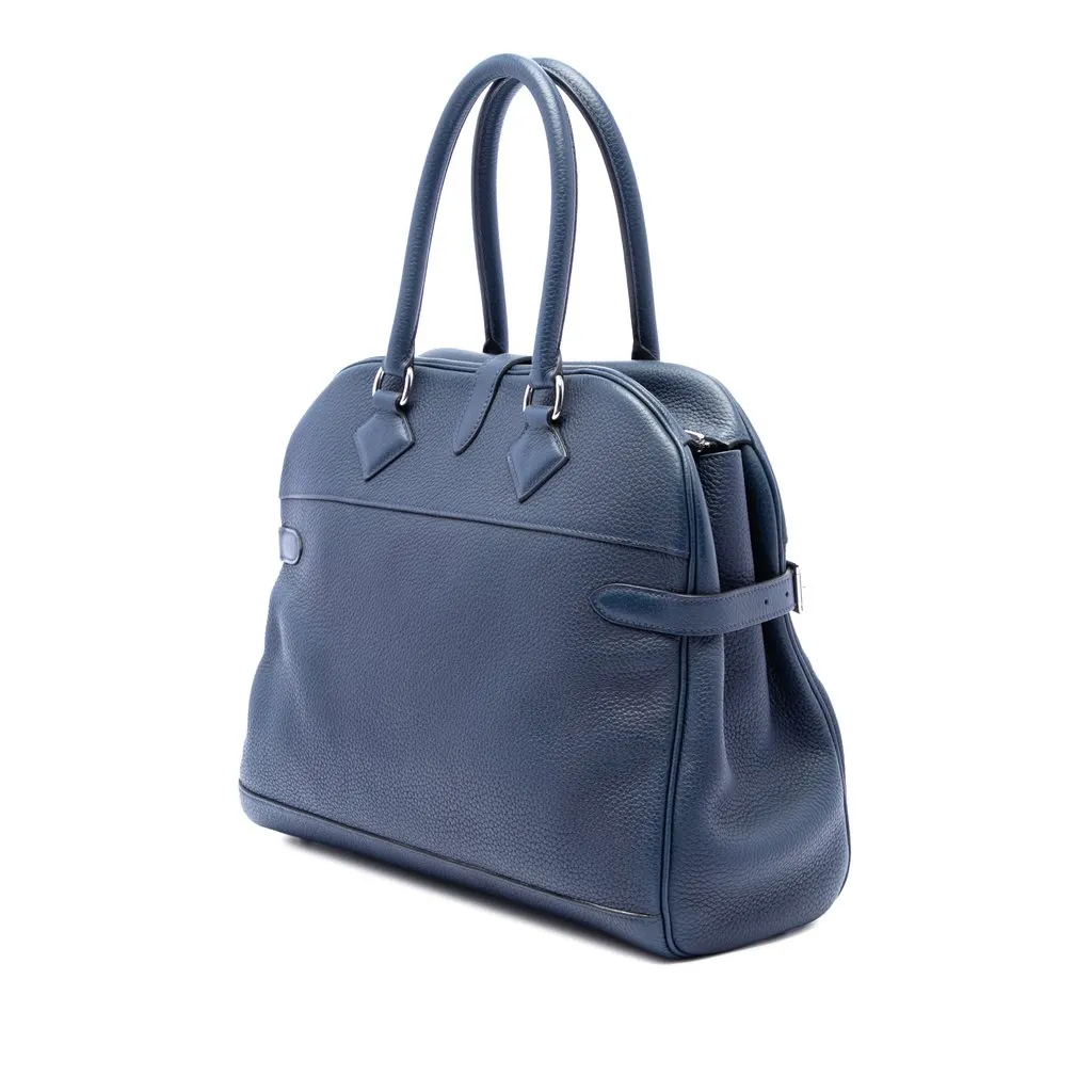 Hermès Clemence Atlas 35 Blue Leather Good - Back View