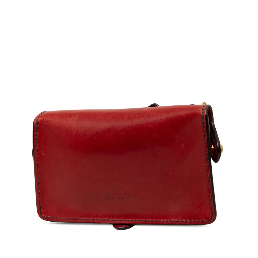 Dior Mini Leather D Bee Saddle Bag Red Leather Very good - Back View