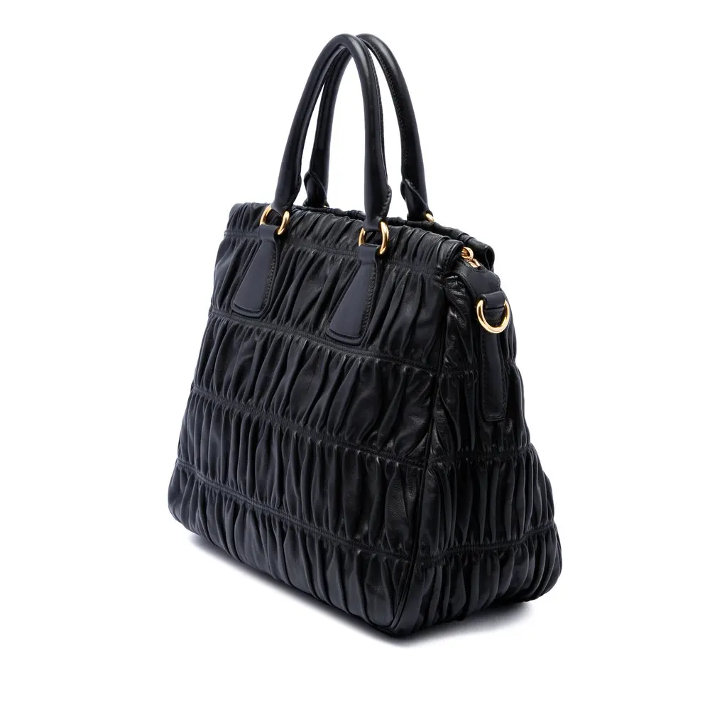Prada Nappa Gaufre Satchel Black Leather Very good - Back View