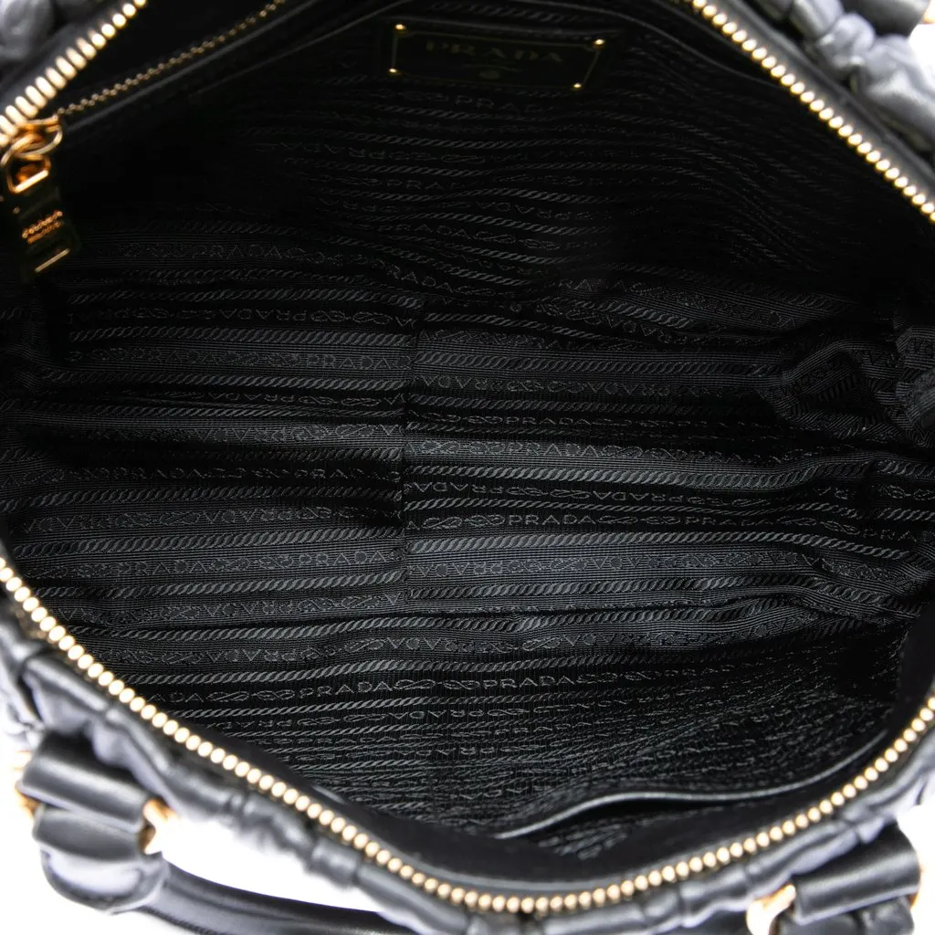 Prada Nappa Gaufre Satchel Black Leather Very good - Model View