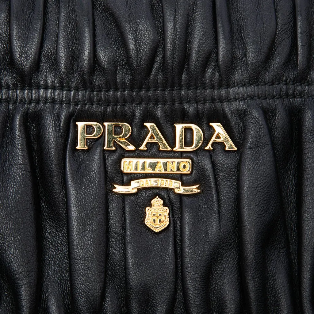 Prada Nappa Gaufre Satchel Black Leather Very good - Box View