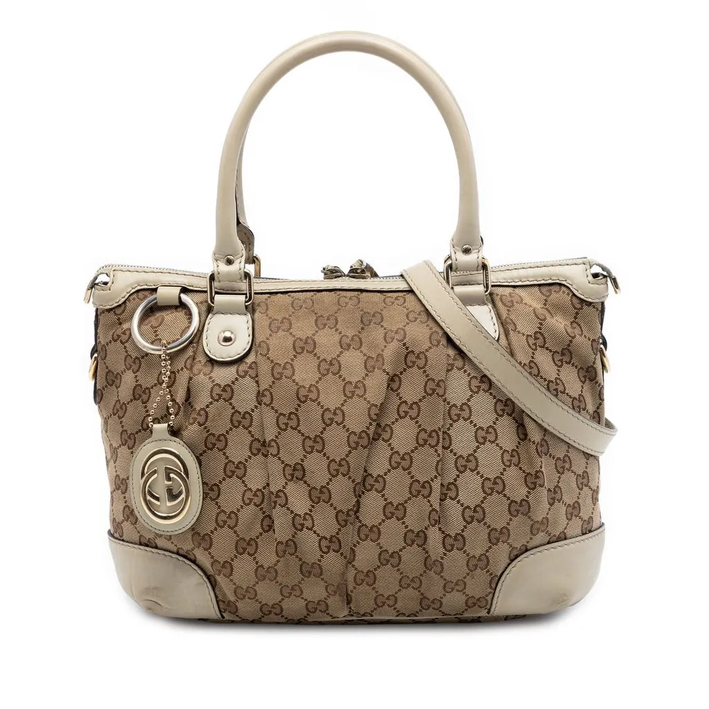 Gucci GG Canvas Sukey Satchel Beige Very good - Front View