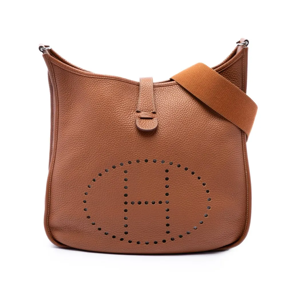 Hermès Clemence Evelyne III 33 Brown Leather Good - Front View