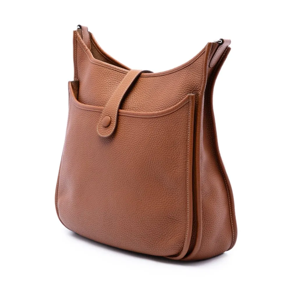 Hermès Clemence Evelyne III 33 Brown Leather Good - Back View