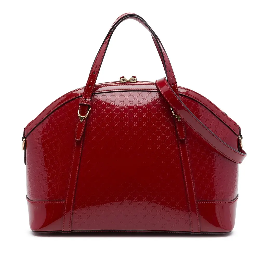 Gucci Large Microguccissima Patent Nice Dome Satchel Red Leather Very good - Front View