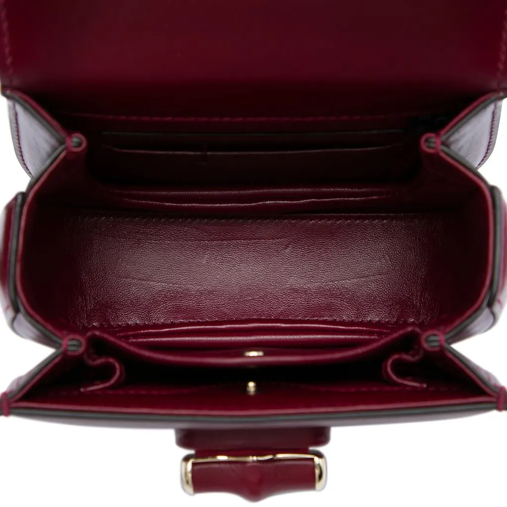 Gucci Mini Calfskin Bamboo Night Red Leather Very good - Model View