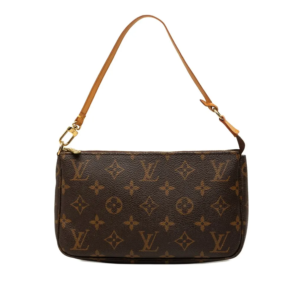 Louis Vuitton Monogram Pochette Accessoires Brown Canvas Good - Front View