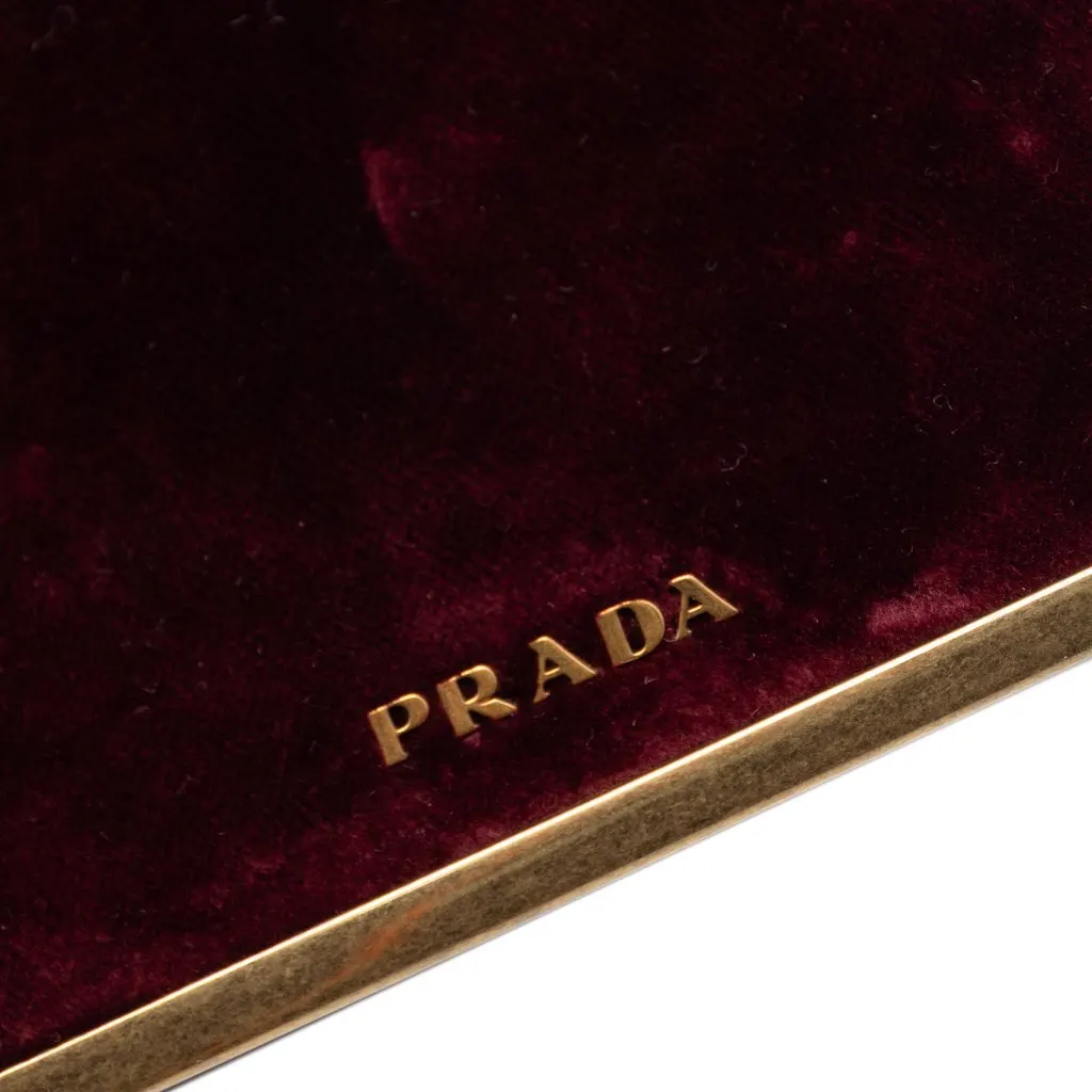 Prada Micro Croc Embossed Leather Trimmed Velluto Cahier Crossbody Red Very good - Box View
