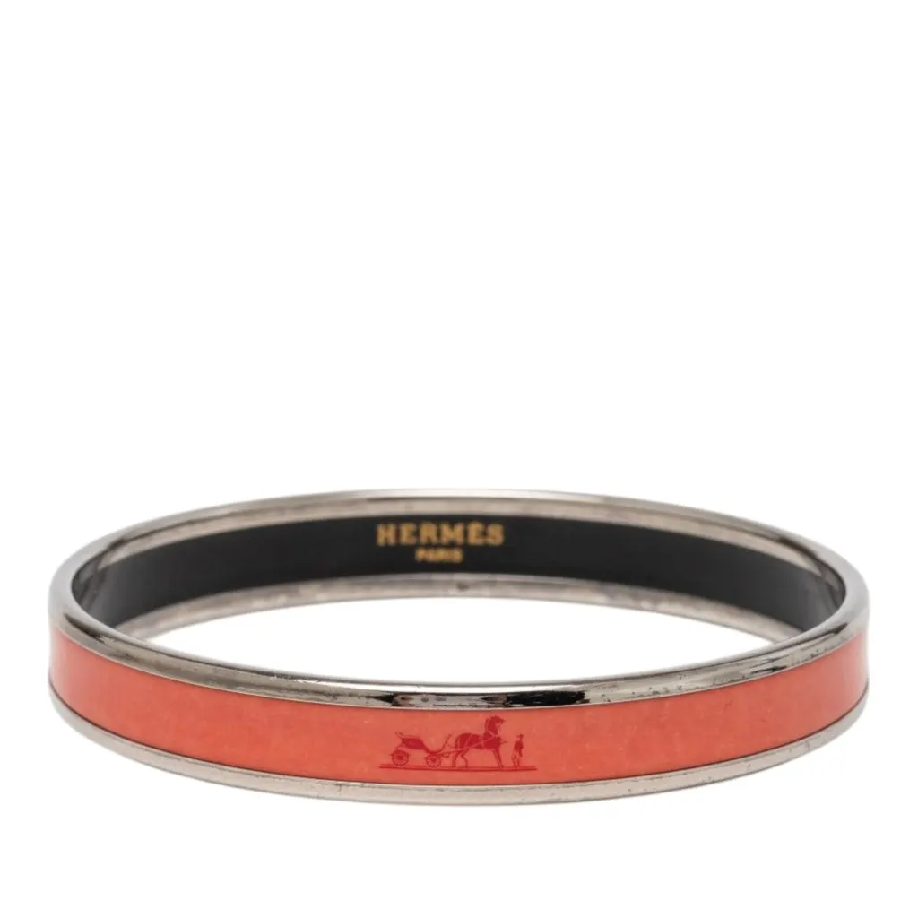 Hermès Narrow Caleche Enamel Bracelet 65 Orange Very good - Front View