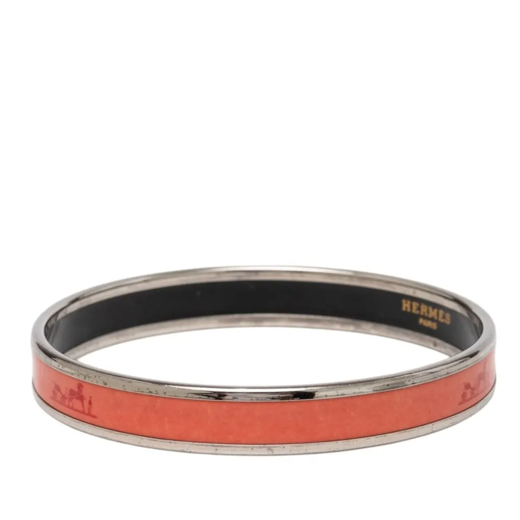 Hermès Narrow Caleche Enamel Bracelet 65 Orange Very good - Back View
