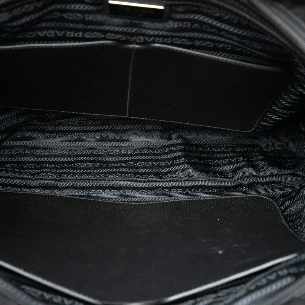 Prada Saffiano Trimmed Tessuto Convertible Tote Black Very good - Model View
