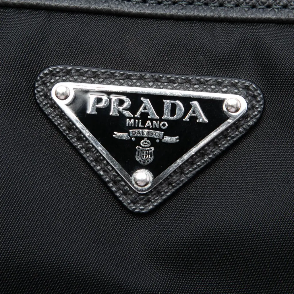 Prada Saffiano Trimmed Tessuto Convertible Tote Black Very good - Box View