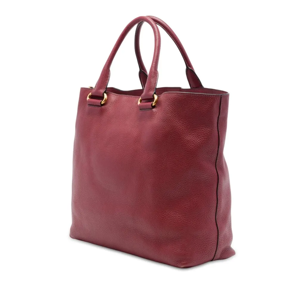 Prada Vitello Daino Open Convertible Tote Red Leather Very good - Back View
