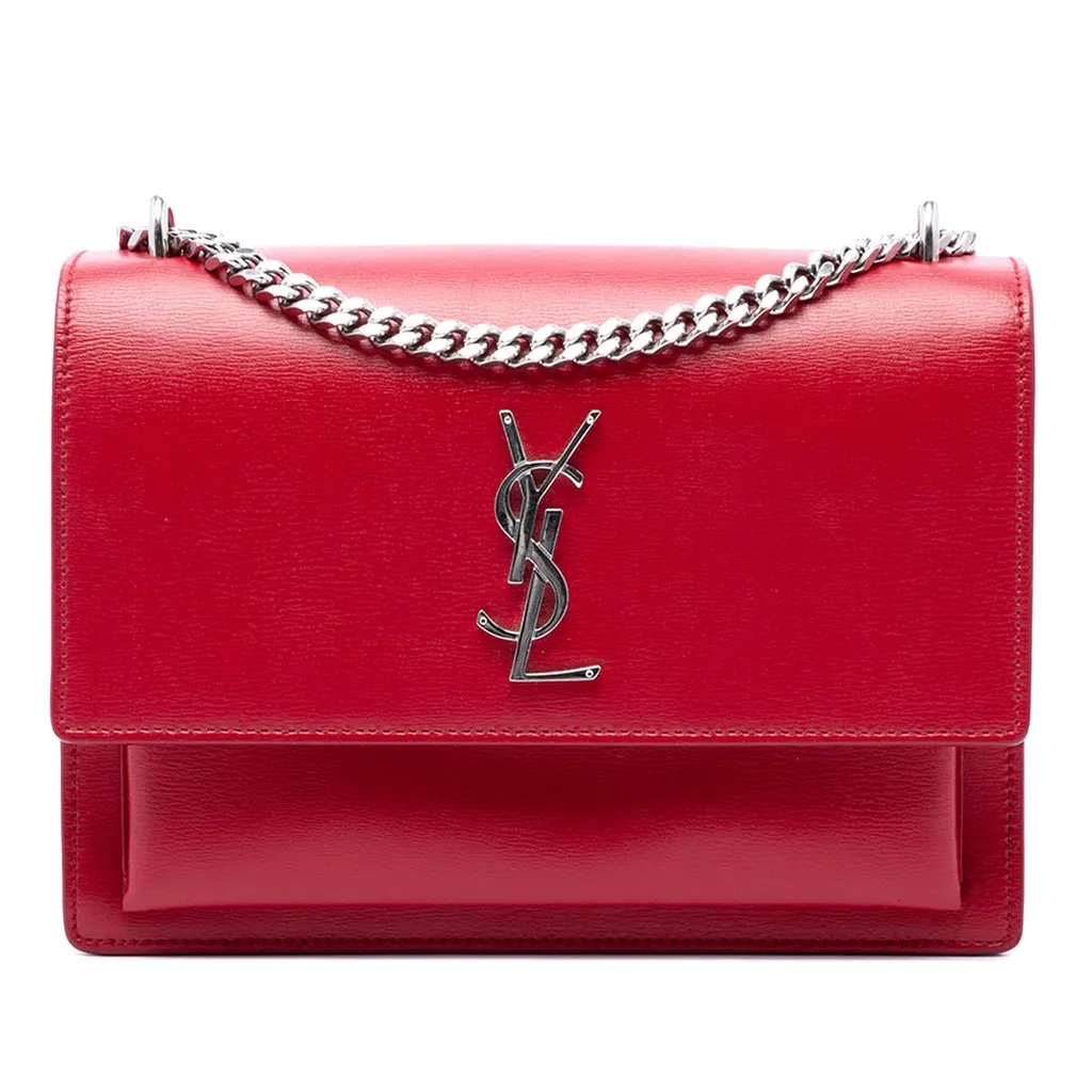 Saint Laurent Medium Calfskin Monogram Sunset Crossbody Red Leather Very good - Front View