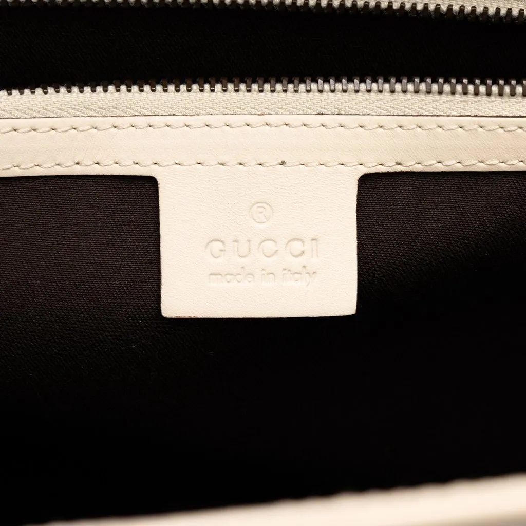 Gucci Calfskin and GG Canvas Nailhead Tote White Leather Very good - Box View