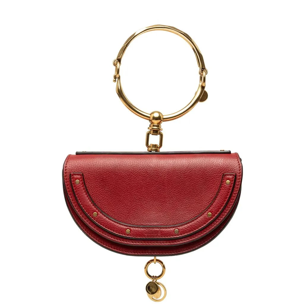 Chloé Mini Calfskin Nile Bracelet Satchel Red Leather Very good - Front View