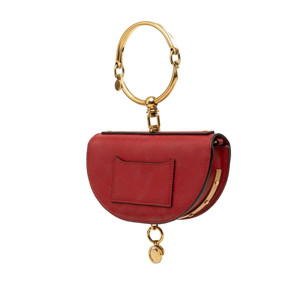 Chloé Mini Calfskin Nile Bracelet Satchel Red Leather Very good - Back View