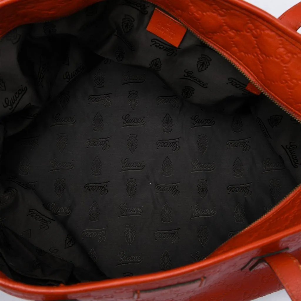 Gucci Large Guccissima Tote Orange Leather Very good - Model View