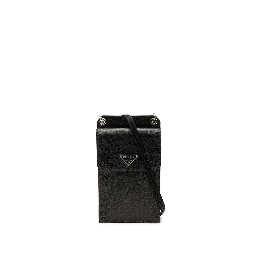 Prada Saffiano Smartphone Case Black Leather Very good - Front View