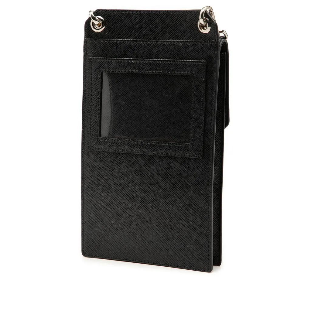 Prada Saffiano Smartphone Case Black Leather Very good - Back View