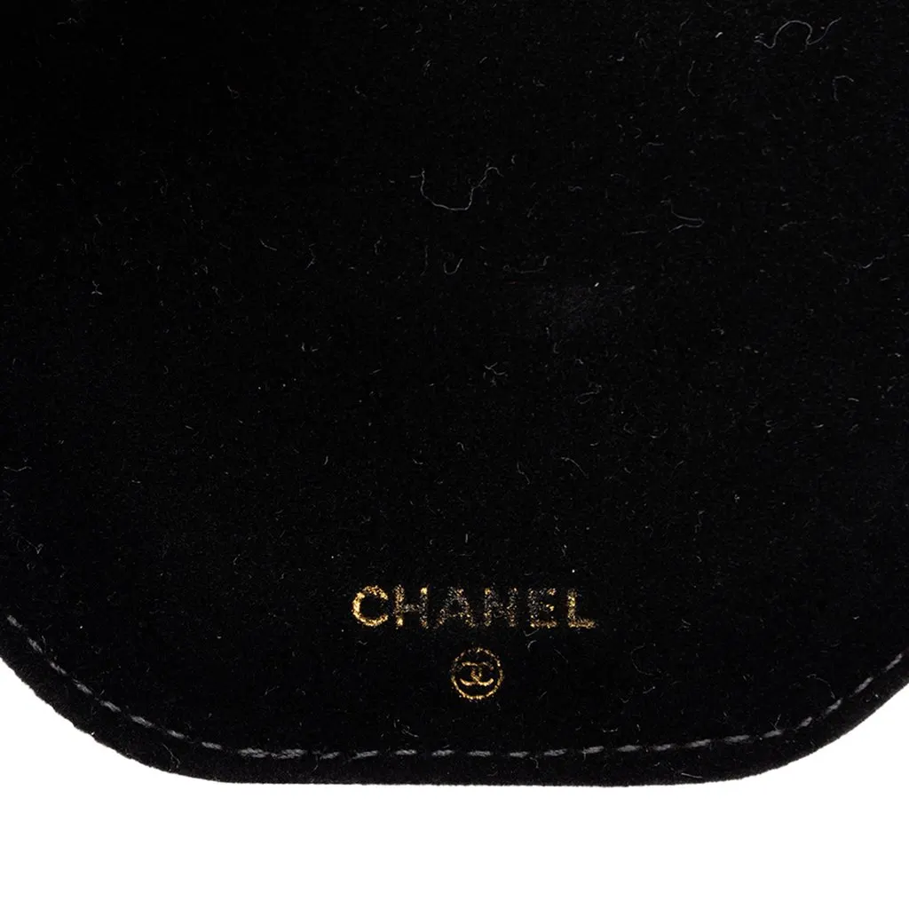 Chanel Caviar Travel Round Jewelry Case Black Leather Very good - Box View
