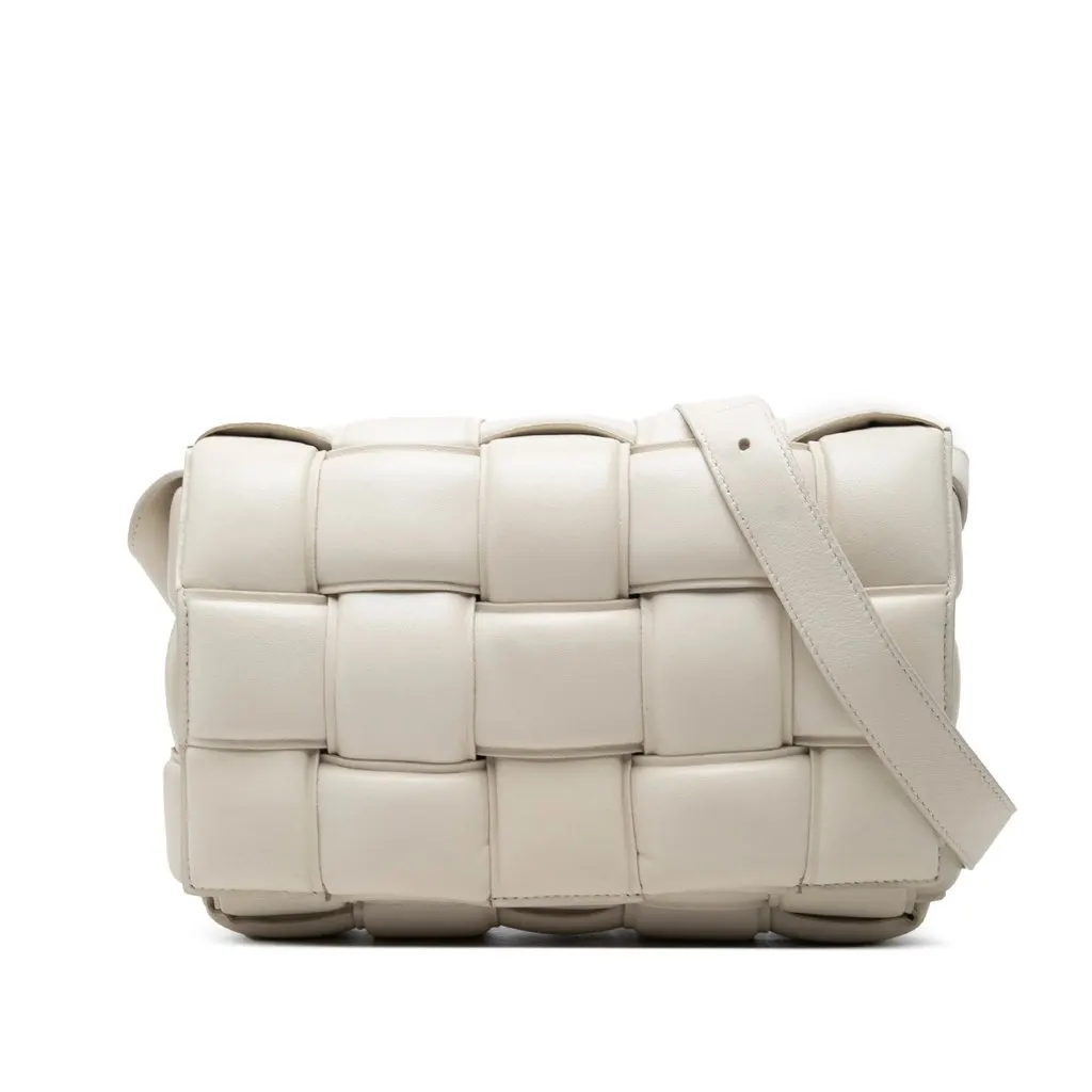 Bottega Veneta Nappa Intrecciato Padded Cassette Crossbody White Leather Very good - Front View