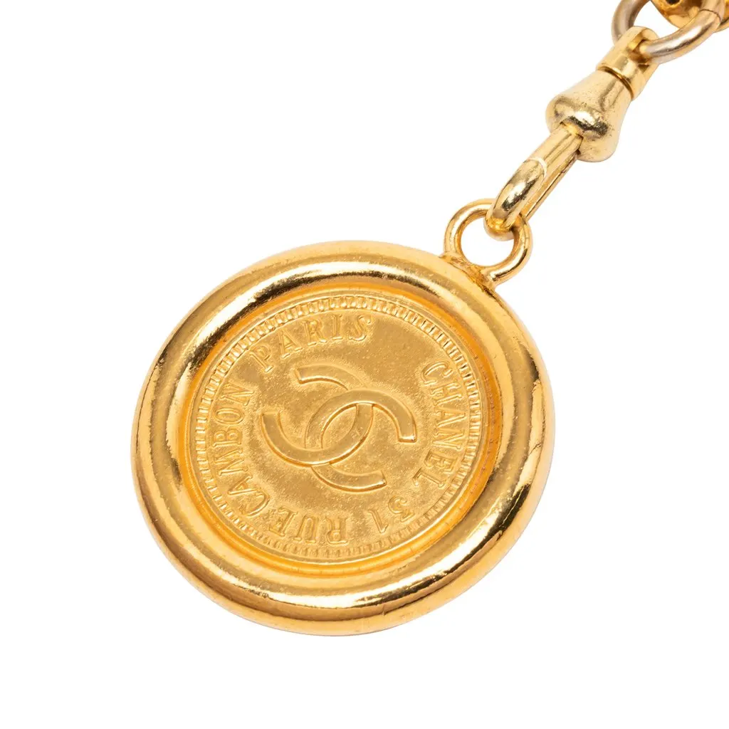 Chanel Gold Plated CC Medallion Triple Chain Belt Gold Metal Very good - Back View