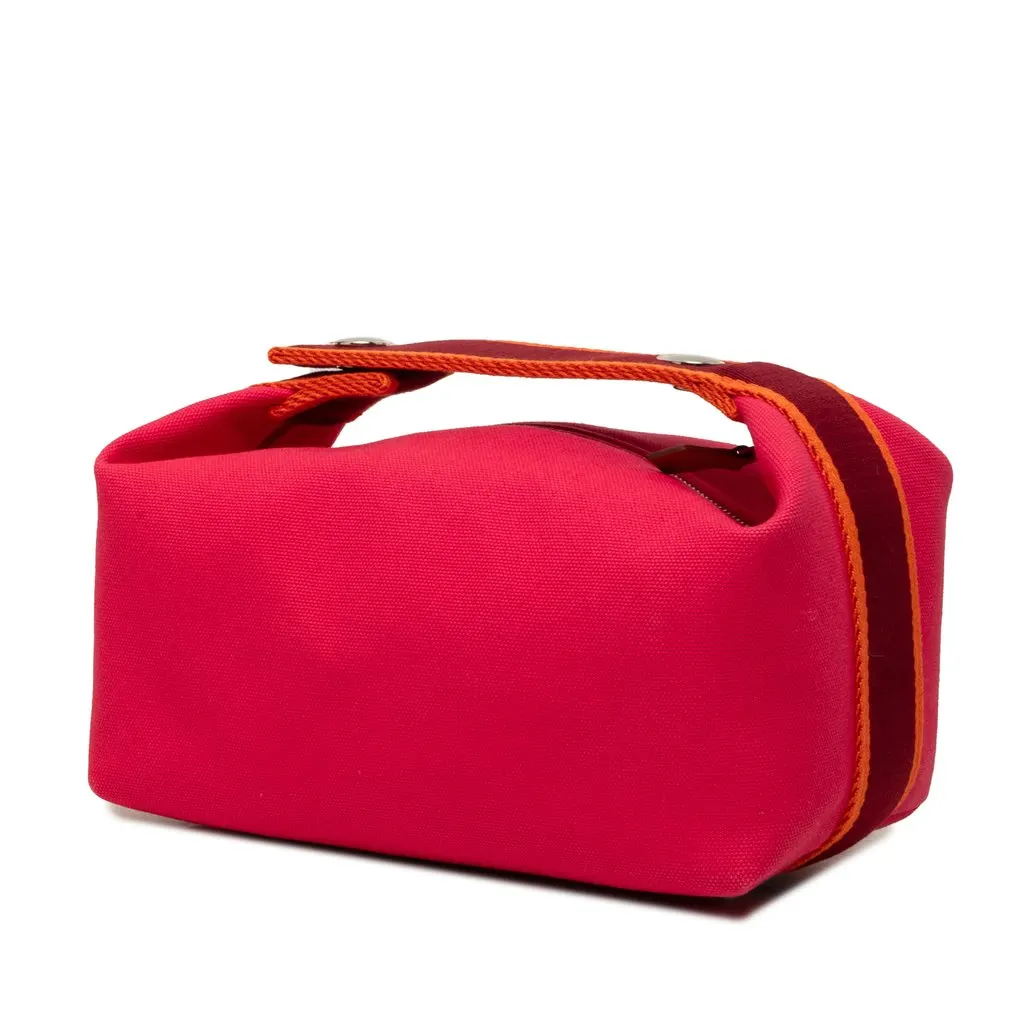 Hermès Small Toile Bride A Brac Case Pink Canvas Very good - Back View