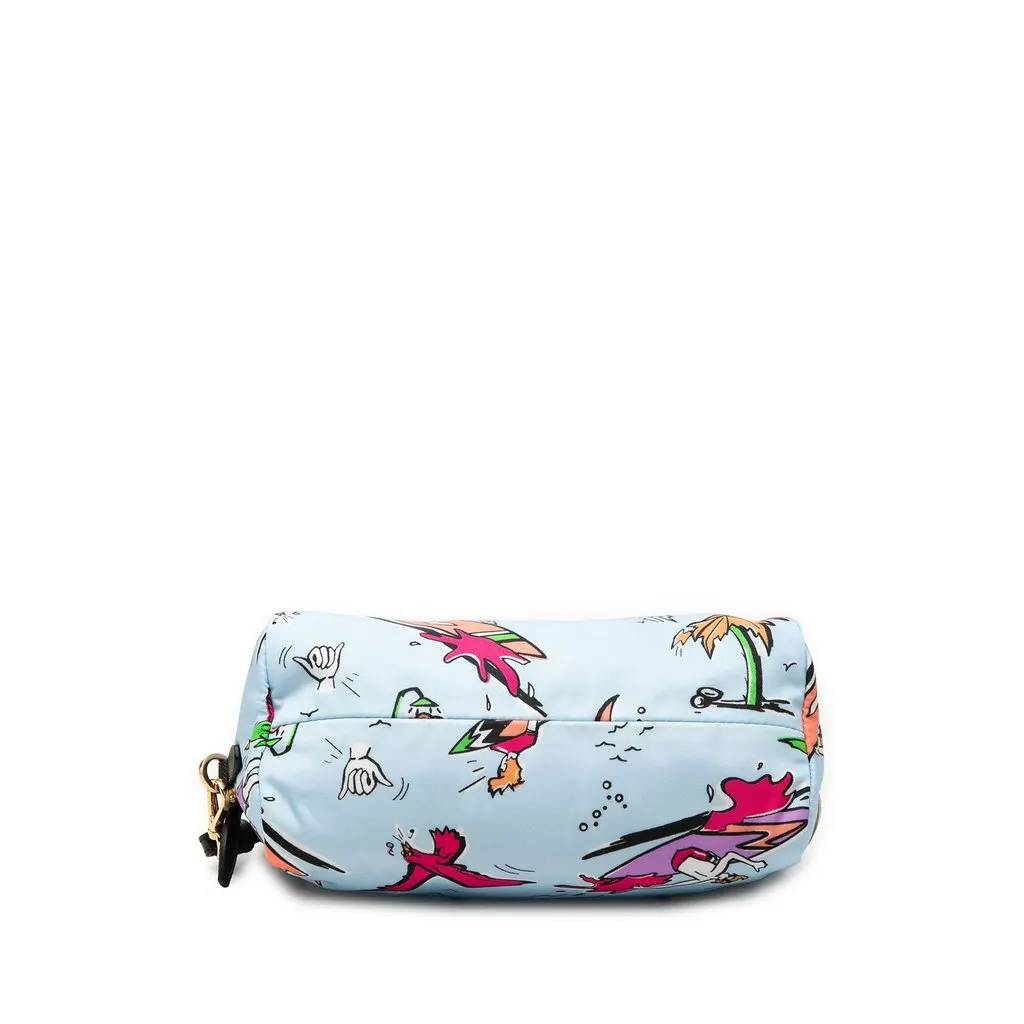 Prada Tessuto Stampato Cosmetic Pouch Blue Very good - Inside View