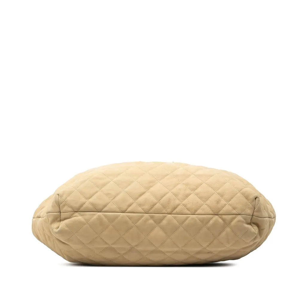 Saint Laurent Maxi Quilted Nubuck Icare Shopping Tote Beige Leather Very good - Inside View
