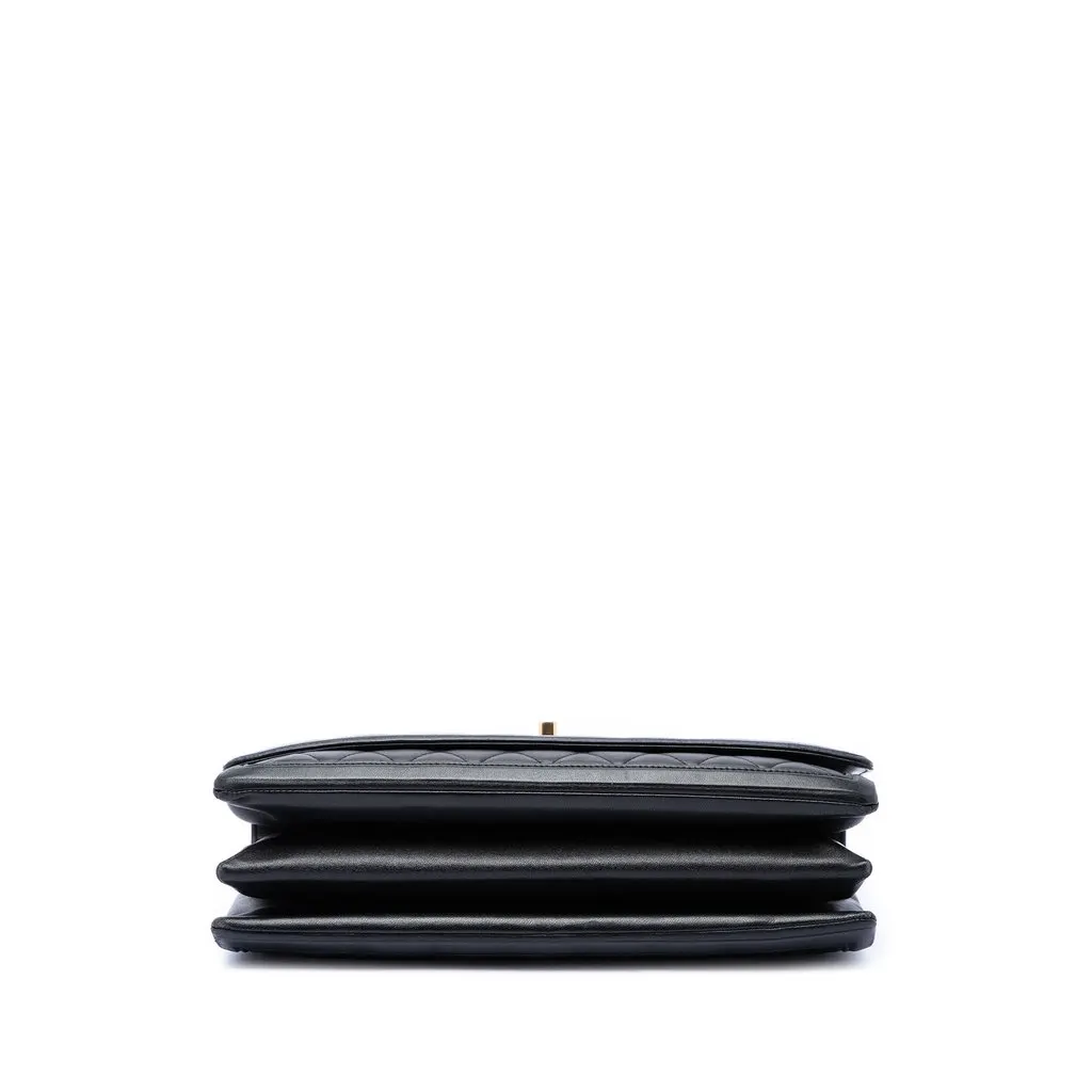 Chanel Jumbo Quilted Lambskin 3 Compartment Flap Black Leather Very good - Inside View