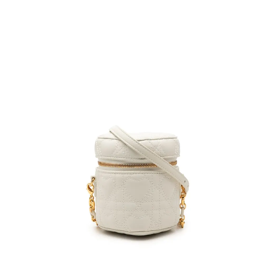 Dior DiorAmour Micro Lambskin Cannage Heart Vanity Case with Chain White Leather Very good - Front View